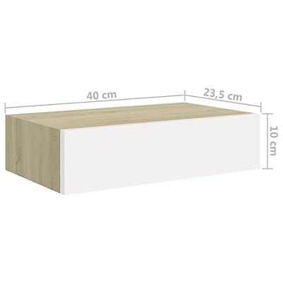 Wandschappen 2 st met lade 40x23,5x10 cm MDF eikenkleurig en wit