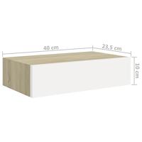 Wandschappen 2 st met lade 40x23,5x10 cm MDF eikenkleurig en wit - thumbnail