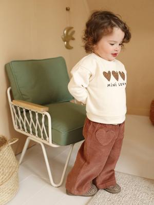 Babybroek van ribfluweel met "luipaard" riem om te knopen terracotta