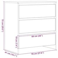 Dressoir 70x41x75 cm bewerkt hout zwart eikenkleur - thumbnail
