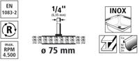 Wolfcraft Draadborstel | RVS | 6-kant schacht | Ø75 x 12mm | 1 stuk - 2711000 - thumbnail