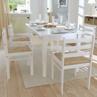 Eetkamerstoelen 6 st massief hout en fluweel wit - thumbnail