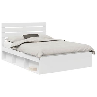 Bedframe met hoofdeinde Wit 160 x 200 cm Massief grenenhout