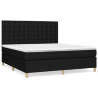 Boxspring met matras stof zwart 160x200 cm - thumbnail