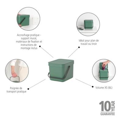 Brabantia Sort & Go afvalemmer 6 liter fir green - thumbnail