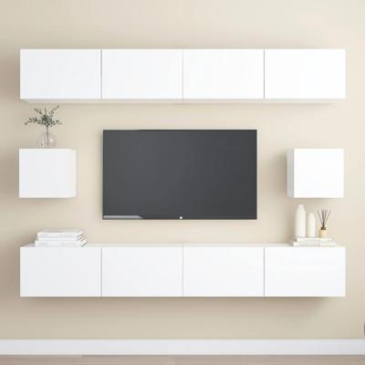 6-delige Tv-meubelset bewerkt hout wit