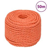 VidaXL Werktouw 10 mm 50 m polypropeen oranje - thumbnail