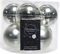 Decoris kerstballen Glas 8st zilver 7cm - thumbnail