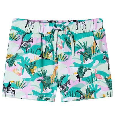 Kindershorts met trekkoord dieren en plantenprint 128 lichtmintkleurig Kindershorts met trekkoord dieren en plantenprint 128 lichtmintkleurig