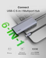 Belkin CONNECT Meerpoorts 6-in-1 USB-C hub dockingstation - thumbnail