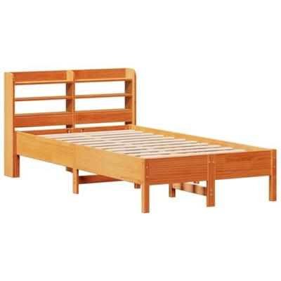Bedframe zonder matras massief grenenhout wasbruin 75x190 cm