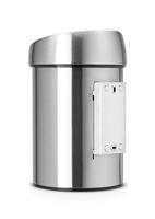 Brabantia Touch Bin Afvalemmer - wand - 3 liter - kunststof binnenemmer - matt steel 363986 - thumbnail