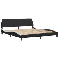 Bedframe met hoofdbord kunstleer zwart en wit 180x200 cm - thumbnail