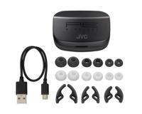 JVC HA-AE5T Draadloze bluetooth-hoofdtelefoon, touch-bediening, slank Aero-design, vermindert windgeluiden, looptijd 27 uur, waterdicht, zweet- en stofdicht, IP55, zwart, klein - thumbnail