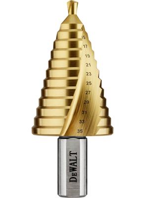 DeWalt Accessoires Metaal trappenboor | Titanium | 5-35 mm | schacht aansluiting - DT90247-QZ DeWalt Accessoires Metaal trappenboor | Titanium | 5-35 mm | schacht aansluiting - DT90247-QZ