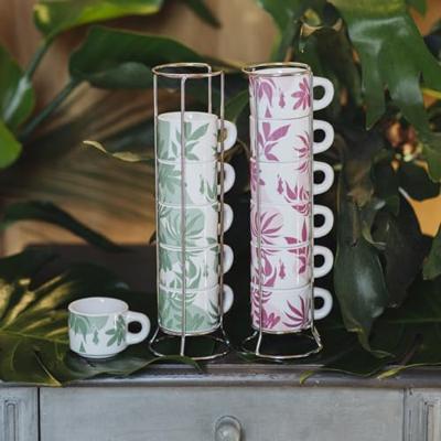 Bialetti Primavera Set van 6 espressokopjes op voet - Roze