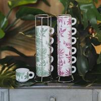 Bialetti Primavera Set van 6 espressokopjes op voet - Roze - thumbnail