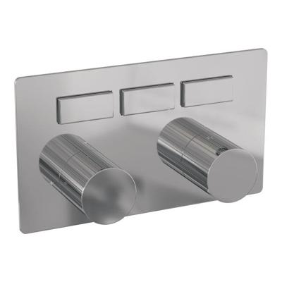 Brauer Stripe 3-weg inbouwthermostaat met drukknoppen met in- en afbouwdelen chroom