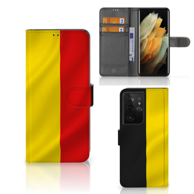 Samsung Galaxy S21 Ultra Bookstyle Case Belgische Vlag Samsung Galaxy S21 Ultra Bookstyle Case Belgische Vlag