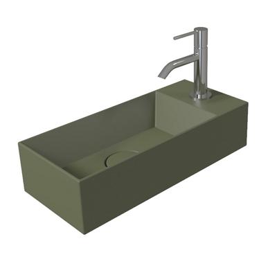 Fontein Salenzi Spy 45x20 cm Mat Legergroen Kraangat Rechts (inclusief bijpassende waste)