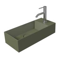Fontein Salenzi Spy 45x20 cm Mat Legergroen Kraangat Rechts (inclusief bijpassende waste) - thumbnail