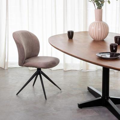 LABEL51 Eetkamerstoel Kimo - Naturel - Boucle - Black Frame