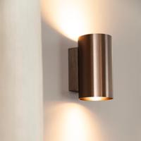 Giove bronzo by LUSENZ - Up and down licht met karakter - Cilindervormige wandlamp met een geborstelde bronzen coating - thumbnail