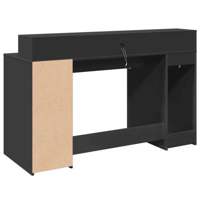 Bureau met LED-verlichting 140x55x91 cm bewerkt hout zwart