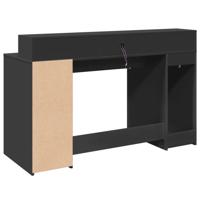 Bureau met LED-verlichting 140x55x91 cm bewerkt hout zwart - thumbnail