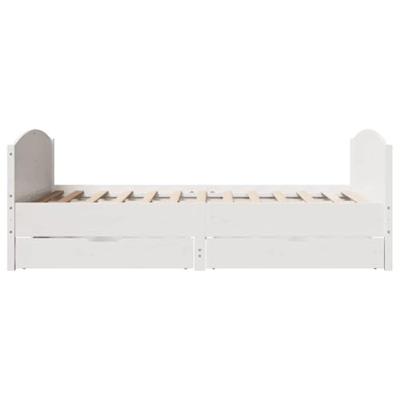 Bedframe zonder matras massief grenenhout wit 150x200 cm