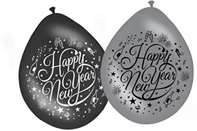 Happy new year ballonnen zwart/zilver