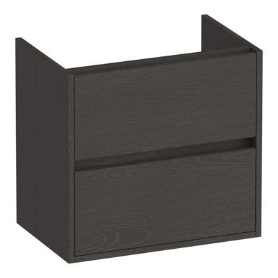 Brauer Adore - Onderkast Ondiep - 60 cm - met 2 Softclose Lades Greeploos en 1 Sifon Uitsparing - Timber Anthracite