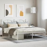 Bedframe met hoofdbord metaal wit 160x200 cm - thumbnail
