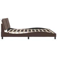 Bedframe met hoofdbord kunstleer bruin 200x200 cm - thumbnail