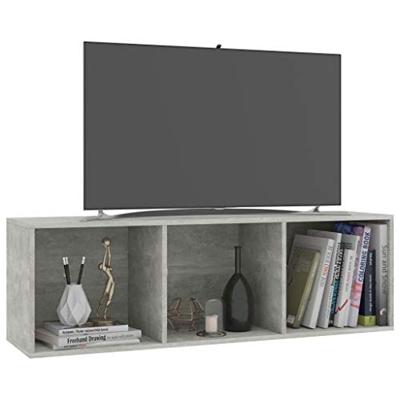 Boekenkast/tv-meubel 36x30x114 cm bewerkt hout betongrijs