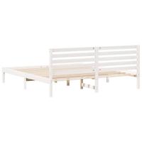 Bedframe met hoofdeinde Wit 200 x 200 cm Massief grenenhout - thumbnail