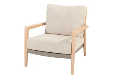 Julia lounge stoel brushed teak incl. 2 kussens 75x85,5x82 cm taupe 4SO - 4so