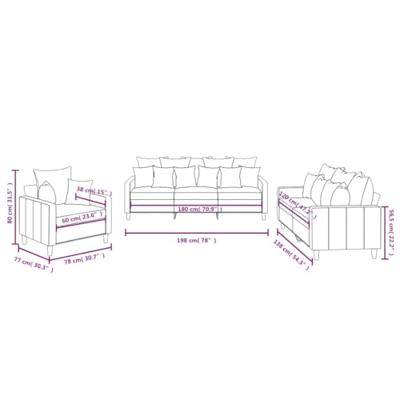 3-delige Loungeset met kussens fluweel lichtgrijs