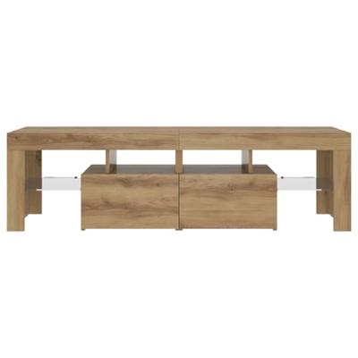 Tv-meubel met LED 140x36,5x40 cm bewerkt hout artisanaal eiken