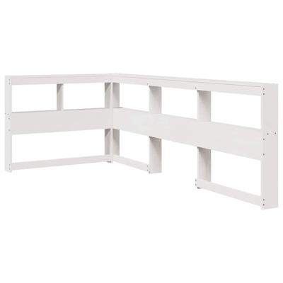 Bed met boekenkast zonder matras grenenhout wit 200x200 cm - thumbnail