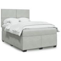 Boxspring met matras fluweel lichtgrijs 160x200 cm - thumbnail