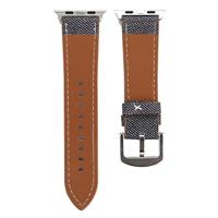 Denim Pattern Echt Leren bandje - Grijs - Geschikt voor Apple Watch 38mm / 40mm / 41mm / 42mm - thumbnail