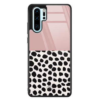 Huawei P30 Pro glazen hardcase - Pink dots Huawei P30 Pro glazen hardcase - Pink dots