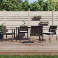 Tuinstoelen 4 st met kussens 56,5x57x83 cm poly rattan bruin - thumbnail