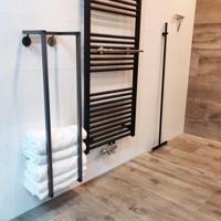 Handdoekenrek BWS Industrieel 95x25x20 cm Staal Glanzende Blanke Lak Aqua Splash - thumbnail