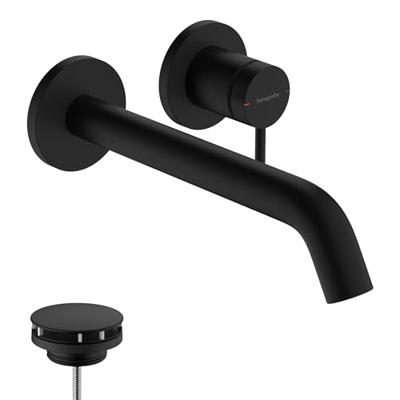 Hansgrohe Tecturis S ééngreeps wastafelkraan inbouw voor wandmontage, met uitloop 22,5 cm, mat zwart