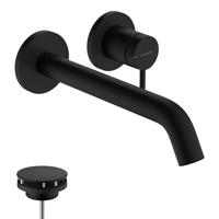 Hansgrohe Tecturis S ééngreeps wastafelkraan inbouw voor wandmontage, met uitloop 22,5 cm, mat zwart - thumbnail