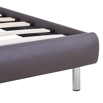 Bedframe met LED kunstleer grijs 90x200 cm
