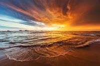 Poster - Zonsondergang op zee, Prachtig vergezicht , premium print - thumbnail