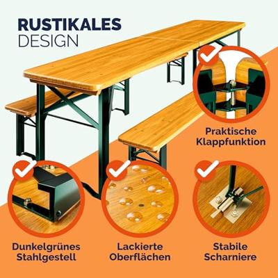 Biertafel set 3-delig 220cm opvouwbaar Biertafel set 3-delig 220cm opvouwbaar